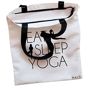 Alternative view of Geanta Canvas Tote pentru femei Yoga Eat Sleep Yoga, 38x34.5 cm, Alba, BEKZ®