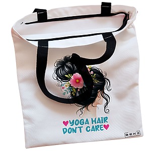 Alternative view of Geanta Canvas Tote pentru femei Yoga Hair don't care, 38x34.5 cm, Alba, BEKZ®