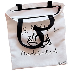 Alternative view of Geanta Canvas Tote pentru femei Yoga Havily Meditated, 38x34.5 cm, Alba, BEKZ®