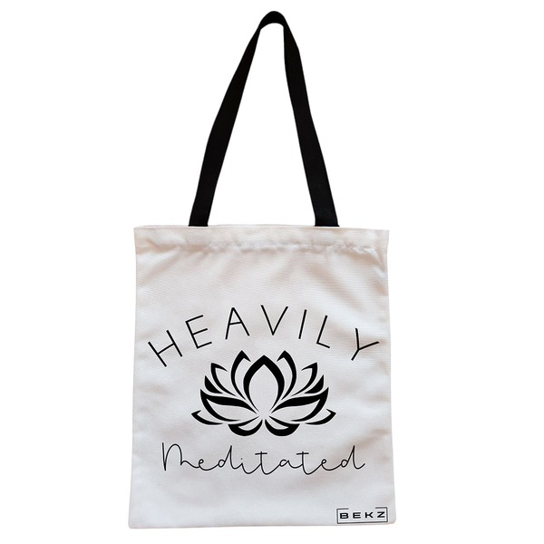Geanta Canvas Tote pentru femei Yoga Havily Meditated 38x34.5 cm Alba BEKZ®