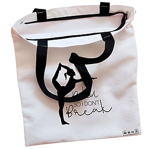 Alternative view of Geanta Canvas Tote pentru femei Yoga I bend so I don't break, 38x34.5 cm, Alba, BEKZ®