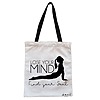 Geanta Canvas Tote pentru femei Yoga Lose your mind Find your soul, 38x34.5 cm, Alba, BEKZ®