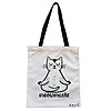 Geanta Canvas Tote pentru femei Yoga Meowmaste, 38x34.5 cm, Alba, BEKZ®