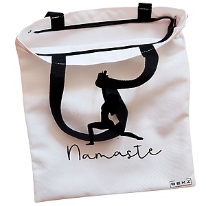 Alternative view of Geanta Canvas Tote pentru femei Yoga Namaste, 38x34.5 cm, Alba, BEKZ®