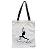 Geanta Canvas Tote pentru femei Yoga Namaste, 38x34.5 cm, Alba, BEKZ®