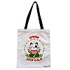 Geanta Canvas Tote pentru femei Yoga Ommm Keep Calm, 38x34.5 cm, Alba, BEKZ®