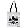 Geanta Canvas Tote pentru femei Yoga Orry less yoga more, 38x34.5 cm, Alba, BEKZ®