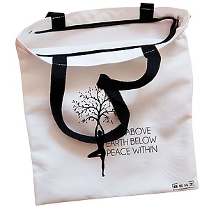 Alternative view of Geanta Canvas Tote pentru femei Yoga Sky above earth peace within, 38x34.5 cm, Alba, BEKZ®
