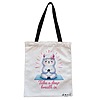 Geanta Canvas Tote pentru femei Yoga Take a deep breath in, 38x34.5 cm, Alba, BEKZ®