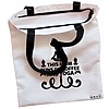 Geanta Canvas Tote pentru femei Yoga This MOM runs on coffe and yoga 38x34.5 cm Alba BEKZ® 1