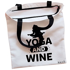 Alternative view of Geanta Canvas Tote pentru femei Yoga and Wine, 38x34.5 cm, Alba, BEKZ®
