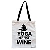 Geanta Canvas Tote pentru femei Yoga and Wine, 38x34.5 cm, Alba, BEKZ®