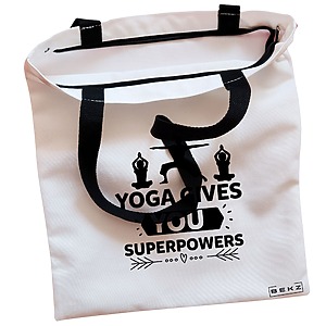 Alternative view of Geanta Canvas Tote pentru femei Yoga gives you super powers, 38x34.5 cm, Alba, BEKZ®