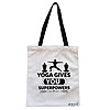 Geanta Canvas Tote pentru femei Yoga gives you super powers, 38x34.5 cm, Alba, BEKZ®