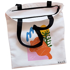 Alternative view of Geanta Canvas Tote pentru femei, model Abstract Connection, 38x34.5 cm, Alba, BEKZ®