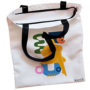 Alternative view of Geanta Canvas Tote pentru femei, model Abstract Human Art, 38x34.5 cm, Alba, BEKZ®