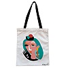 Geanta Canvas Tote pentru femei model Abstract face 38x34.5 cm Alba BEKZ®