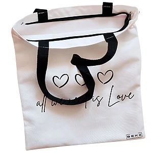 Alternative view of Geanta Canvas Tote pentru femei, model All we nee is Love, 38x34.5 cm, Alba, BEKZ®