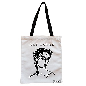Geanta Canvas Tote pentru femei, model Art Lover, 38x34.5 cm, Alba, BEKZ®