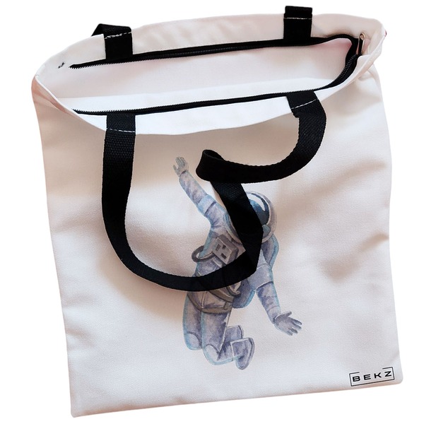 Geanta Canvas Tote pentru femei, model Astronaut, 38x34.5 cm, Alba, BEKZ® 2 Geanta Canvas Tote pentru femei model Astronaut 38x34.5 cm Alba BEKZ® 1