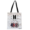 Geanta Canvas Tote pentru femei, model BTS Army 1, 38x34.5 cm, Alba, BEKZ®