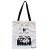 Geanta Canvas Tote pentru femei, model BTS Army 6 cu semnaturii, 38x34.5 cm, Alba, BEKZ®