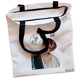 Alternative view of Geanta Canvas Tote pentru femei, model BTS J-Hope 2, 38x34.5 cm, Alba, BEKZ®