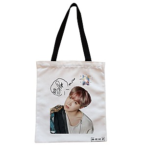 Geanta Canvas Tote pentru femei, model BTS J-Hope 2, 38x34.5 cm, Alba, BEKZ®