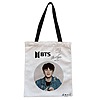 Geanta Canvas Tote pentru femei, model BTS Jimin cu semnatura, 38x34.5 cm, Alba, BEKZ®