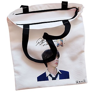 Alternative view of Geanta Canvas Tote pentru femei, model BTS Jin 2, 38x34.5 cm, Alba, BEKZ®