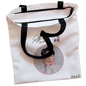 Alternative view of Geanta Canvas Tote pentru femei, model BTS Jin, 38x34.5 cm, Alba, BEKZ®