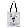 Geanta Canvas Tote pentru femei, model BTS Jungkook 2, 38x34.5 cm, Alba, BEKZ®
