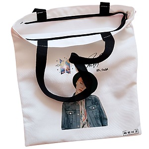 Alternative view of Geanta Canvas Tote pentru femei, model BTS Suga 2, 38x34.5 cm, Alba, BEKZ®