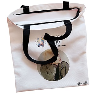 Alternative view of Geanta Canvas Tote pentru femei, model BTS Suga, 38x34.5 cm, Alba, BEKZ®