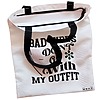 Geanta Canvas Tote pentru femei, model Bad vibes don't go with my outfit, 38x34.5 cm, Alba, BEKZ® 5 Geanta Canvas Tote pentru femei model Bad vibes dont go with my outfit 38x34.5 cm Alba BEKZ® 1