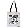 Geanta Canvas Tote pentru femei, model Bad vibes don't go with my outfit, 38x34.5 cm, Alba, BEKZ® 4 Geanta Canvas Tote pentru femei model Bad vibes dont go with my outfit 38x34.5 cm Alba BEKZ®