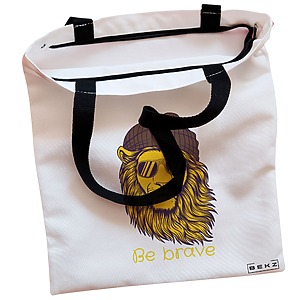 Alternative view of Geanta Canvas Tote pentru femei, model Be Brave, 38x34.5 cm, Alba, BEKZ®