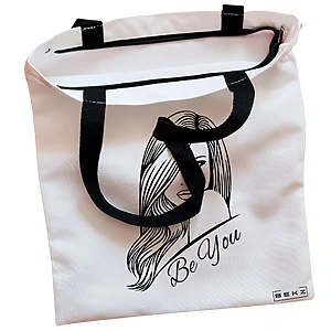 Alternative view of Geanta Canvas Tote pentru femei, model Be You 3, 38x34.5 cm, Alba, BEKZ®