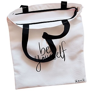 Alternative view of Geanta Canvas Tote pentru femei, model Be Yourself, 38x34.5 cm, Alba, BEKZ®