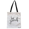Geanta Canvas Tote pentru femei, model Be Yourself, 38x34.5 cm, Alba, BEKZ® 4 Geanta Canvas Tote pentru femei model Be Yourself 38x34.5 cm Alba BEKZ®
