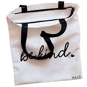 Alternative view of Geanta Canvas Tote pentru femei, model Be kind, 38x34.5 cm, Alba, BEKZ®
