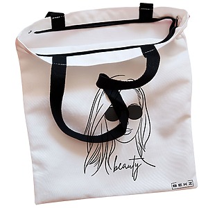 Alternative view of Geanta Canvas Tote pentru femei, model Beauty Girl, 38x34.5 cm, Alba, BEKZ®