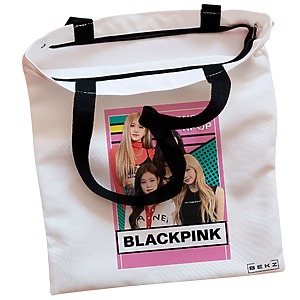 Alternative view of Geanta Canvas Tote pentru femei, model Blackpink 1, 38x34.5 cm, Alba, BEKZ®