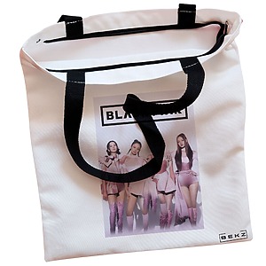 Alternative view of Geanta Canvas Tote pentru femei, model Blackpink 10, 38x34.5 cm, Alba, BEKZ®