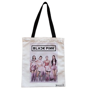 Geanta Canvas Tote pentru femei, model Blackpink 10, 38x34.5 cm, Alba, BEKZ®