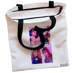 Alternative view of Geanta Canvas Tote pentru femei, model Blackpink 2, 38x34.5 cm, Alba, BEKZ®