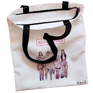 Alternative view of Geanta Canvas Tote pentru femei, model Blackpink 3, 38x34.5 cm, Alba, BEKZ®