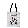 Geanta Canvas Tote pentru femei, model Blackpink 6 cu semnaturii, 38x34.5 cm, Alba, BEKZ®