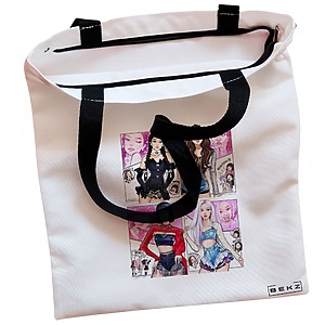 Alternative view of Geanta Canvas Tote pentru femei, model Blackpink 7, 38x34.5 cm, Alba, BEKZ®