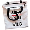 Geanta Canvas Tote pentru femei model Born to be wild 38x34.5 cm Alba BEKZ® 1